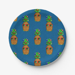 Tropical Christmas Pineapple Warm Xmas Paper Plate