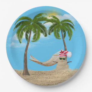 Tropical Christmas Sandman With Hammock Paper Pla Plate