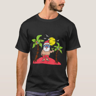Tropical Christmas Santa Claus Beach Travel Holida T-Shirt