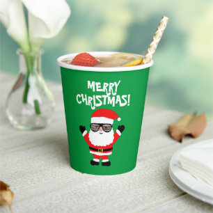 Tropical Christmas Santa Claus custom Holiday Paper Cups
