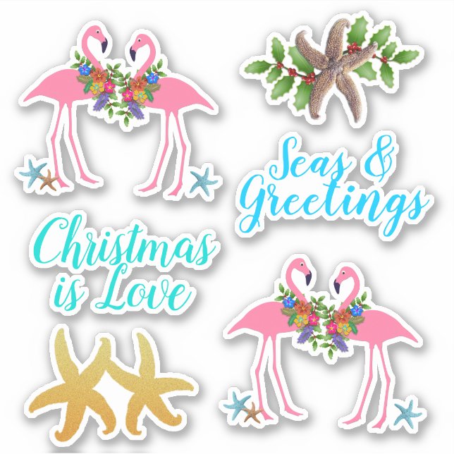 Tropical Christmas Shaped Starfish Flamingos (Front)