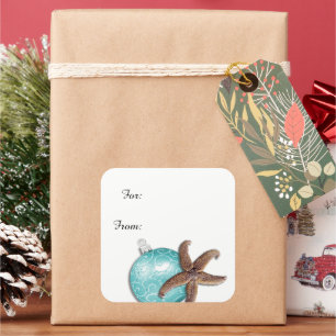 Tropical Christmas Starfish Gift Stickers