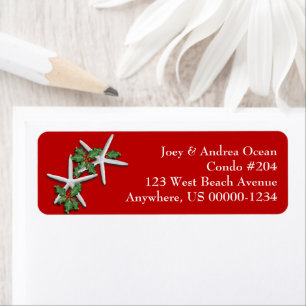 Tropical Christmas Starfish Return Address Labels