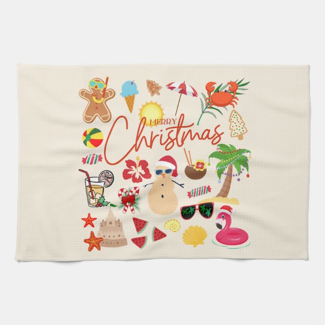 Tropical Christmas Tea Towel (Horizontal)