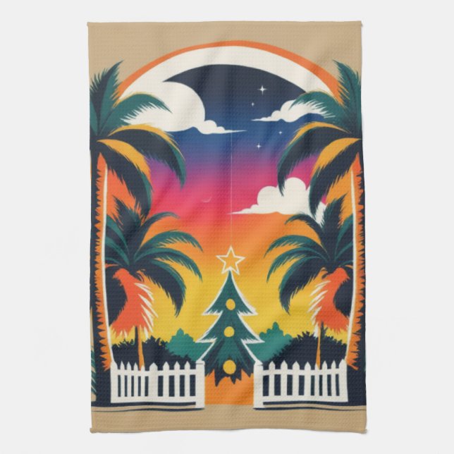 Tropical Christmas Tea Towel (Vertical)