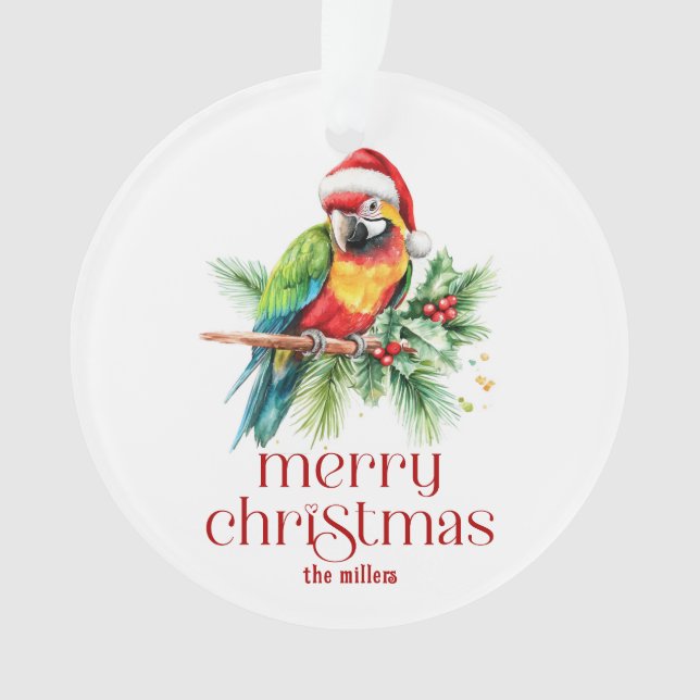 Tropical Christmas Theme Retro Text Ornament (Front)
