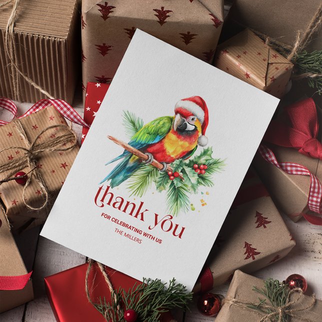 Tropical Christmas Theme Thank You Retro Text Card (Creator Uploaded)