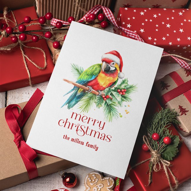 Tropical Christmas Theme Thank You Retro Text Holiday Card (Creator Uploaded)