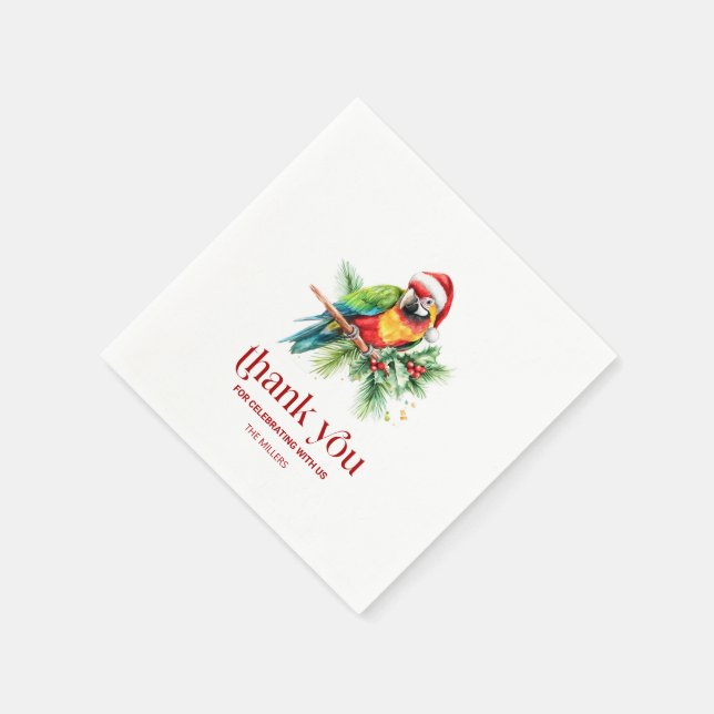 Tropical Christmas Theme Thank You Retro Text Napkin (Corner)