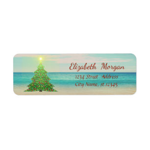 Tropical Christmas Tree,Beach Return Address Label