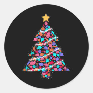 Tropical Christmas Tree Holiday Summer Christmas I Classic Round Sticker
