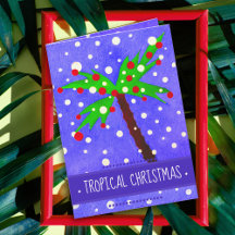 Tropical Christmas tree snow dots Merry Christmas