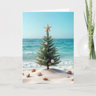 Tropical Christmas Tree With Sand Dollars Holiday Card