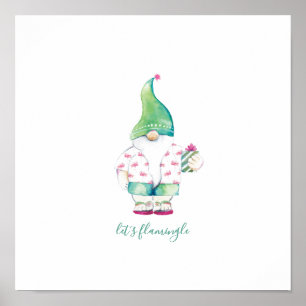 Tropical Christmas Watercolor Art Poster