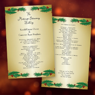 Tropical Christmas Wedding Ceremony Template Gold