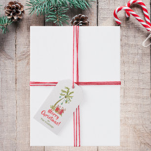 Tropical Christmas with Palm Tree Presents Coastal Gift Tags