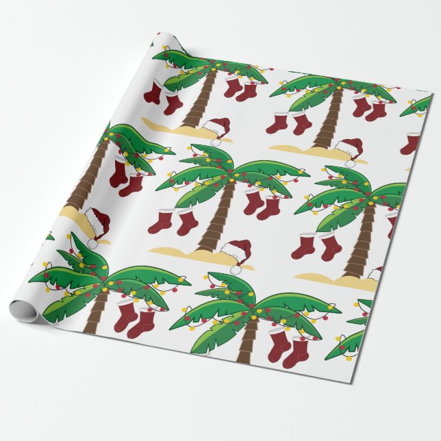 Tropical Christmas Wrapping Paper (Unrolled)