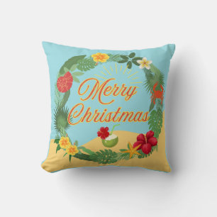 Tropical Christmas Wreath Cushion