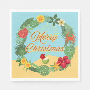 Tropical Christmas Wreath Napkin