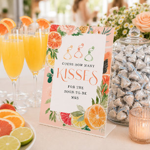 Tropical Citrus Bridal Shower How Many Kisses Sign