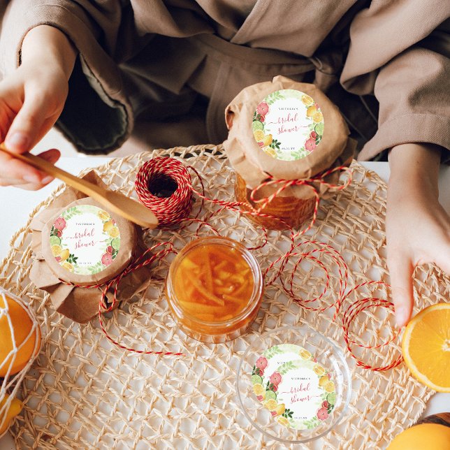 Tropical Citrus Bridal Shower Thank You Classic Round Sticker (Creator Uploaded)