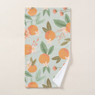 Tropical Citrus Floral Mint Green Hand Towel
