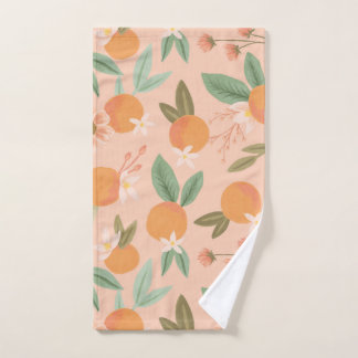 Tropical Citrus Floral Pink Hand Towel