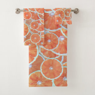 Tropical Citrus Fruit Oranges Tangerine Slices   Bath Towel Set
