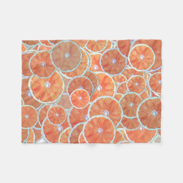 Tropical Citrus Fruit Oranges Tangerine Slices | Fleece Blanket (Front (Horizontal))