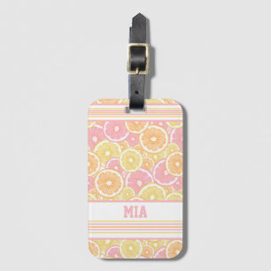 Tropical Citrus Fruit Pattern Name Monogram Luggage Tag