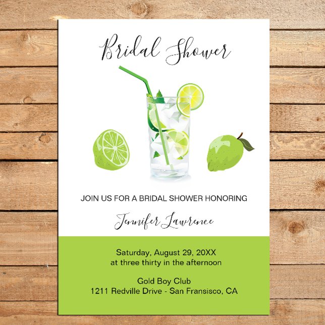 Tropical Citrus Green Lime Bridal Shower  Invitation (Creator Uploaded)