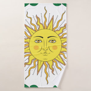 Tropical citrus lemon fruits with flowers frame an bath towel