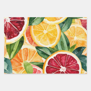 Tropical Citrus Orange Fruit Slices Wrapping Paper Sheet