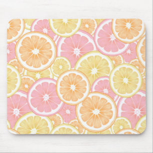 Tropical Citrus Pink Orange Yellow Fruit Summer Mouse Pad
