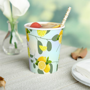 Tropical Citrus summer fresh Orange lemon Slice  Paper Cups