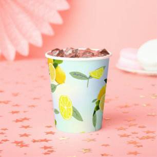 Tropical Citrus summer fresh Orange lemon Slice Paper Cups