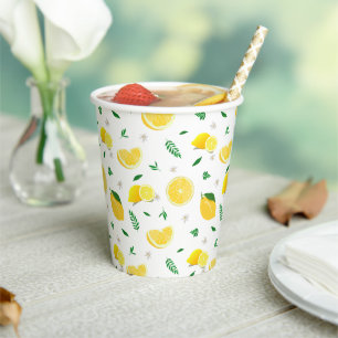 Tropical Citrus summer fresh Orange lemon Slice Paper Cups
