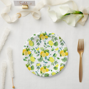 Tropical Citrus summer fresh Orange lemon Slice Paper Plate