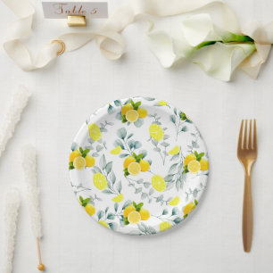 Tropical Citrus summer fresh Orange lemon Slice  Paper Plate