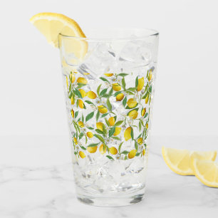 TROPICAL Citrus SUMMER FRUIT Flower lemon Slice  Glass