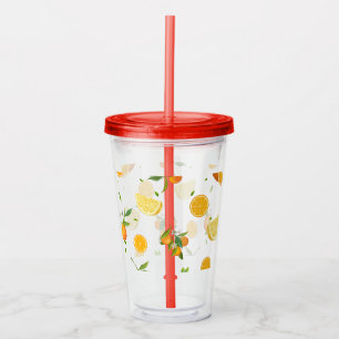 TROPICAL Citrus SUMMER FRUIT Orange lemon Slice  Acrylic Tumbler