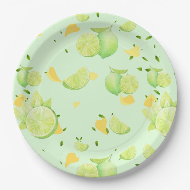 TROPICAL Citrus SUMMER FRUIT Orange lemon Slice  Paper Plate (Front)