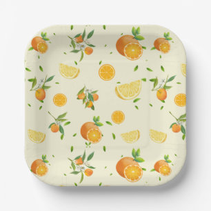 TROPICAL Citrus SUMMER FRUIT Orange lemon Slice  Paper Plate