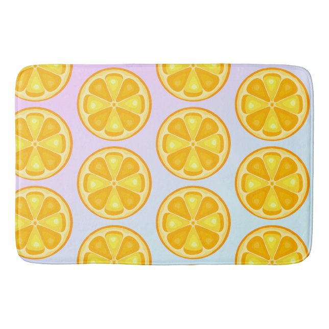 TROPICAL Citrus SUMMER FRUIT Orange lemons Slice Bath Mat (Front)