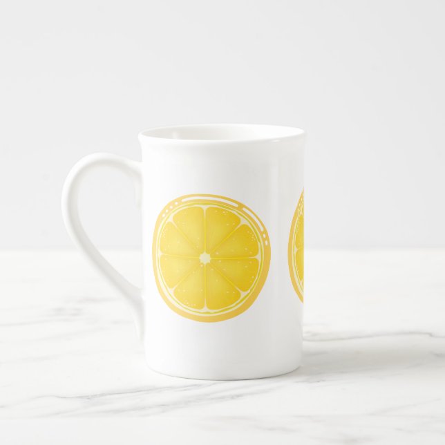 TROPICAL Citrus SUMMER FRUIT Orange lemons Slice Bone China Mug (Left)