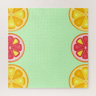 TROPICAL Citrus SUMMER FRUIT Orange lemons Slice Jigsaw Puzzle
