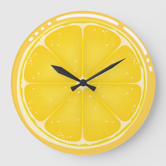 TROPICAL Citrus SUMMER FRUIT Orange lemons Slice Large Clock (Front)