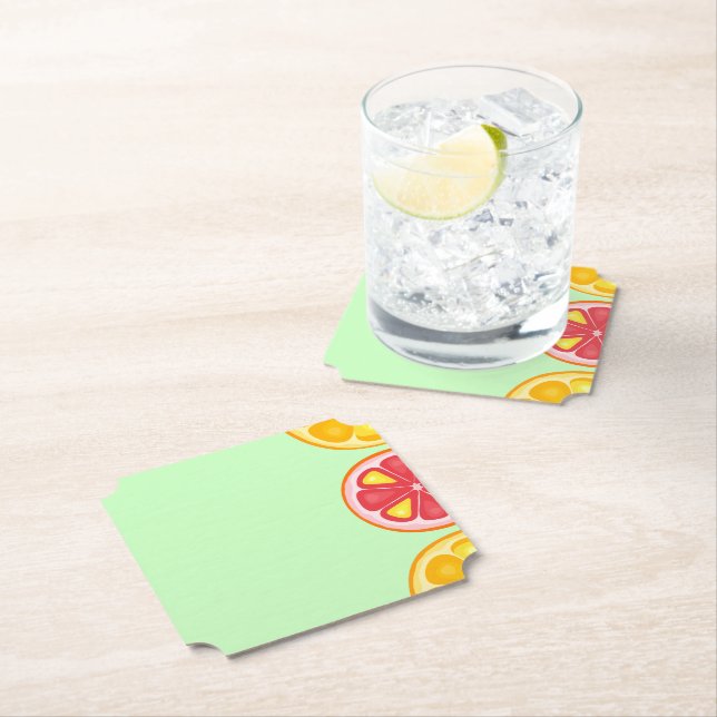 TROPICAL Citrus SUMMER FRUIT Orange lemons Slice Paper Coaster (Insitu)