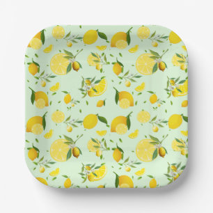 TROPICAL Citrus SUMMER FRUIT Orange lemons Slice  Paper Plate