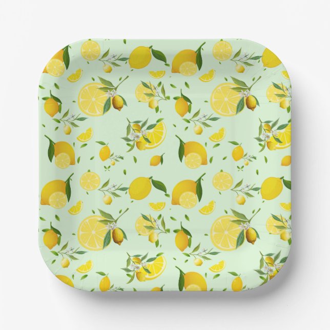 TROPICAL Citrus SUMMER FRUIT Orange lemons Slice  Paper Plate (Front)